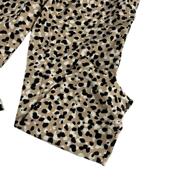 Ann Taylor brown leopard paper bag pants straight leg high rise stretch XSP - Picture 4 of 7